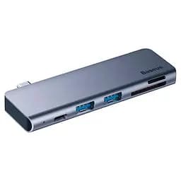 Мультипортовий адаптер USB Хаб Baseus Harmonica 5-in-1 HUB Adapter CAHUB-K0G Grey