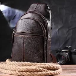Зручна чоловіча сумка через плече з натуральної шкіри 21308 Vintage коричнева - мініатюра 6