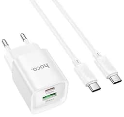 Мережевий зарядний пристрій Hoco C147A Charm PD20W+QC3.0 charger set(Type-C to Type-C)(EU) Білий