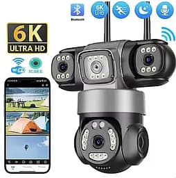 Вулична WiFi камера Besder K4QQ IcSee  15Мп  чорна 3 незалежних об'єктиви поворотні