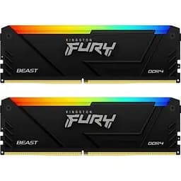 Модуль пам'яті для комп'ютера DDR4 32GB (2x16GB) 3200 MHz FURY Beast RGB Kingston Fury (ex.HyperX) (KF432C16BB2AK2/32)