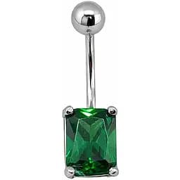 Серебряная серьга для пирсинга пупка с фианитами. 7028.4С