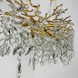 Видовжена золота люстра DIAMINA з кришталевим камінням у корпусі 120 см | Арт. 33007-L1200*400 GD | Line F - мініатюра 3