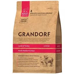 Сухий корм для дорослих собак середніх та великих порід Grandorf Lamb & Turkey Adult ягня з індичкою 3 кг