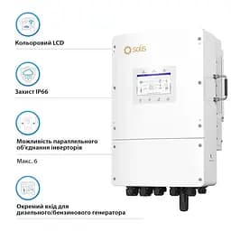 Гібридний трифазний інвертор 15kW Solis S6-EH3P15K-L 48V WiFi 2 MPPT (42-00192) - мініатюра 4