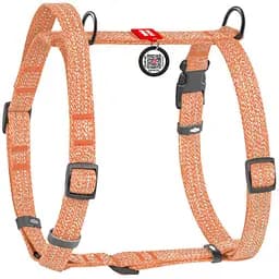 Шлея для собак Waudog Re-cotton H-подібна з QR паспортом світловідбиваюча S 36-42 см помаранчева