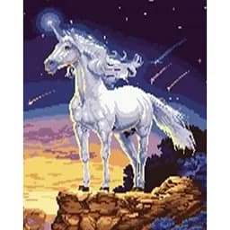 Алмазна мозаїка за номерами Єдиноріг, 40x50 см, полотно на рамі