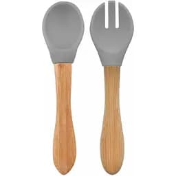 Ложка та виделка MinikOiOi Dig In Powder Grey, силіконові (101060057)