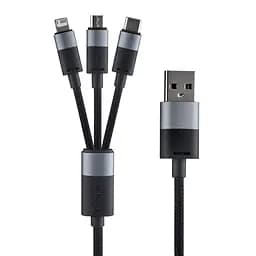 Кабель Baseus StarSpeed 1-for-3 Fast Charging Data Cable USB to M + L + C 3.5A 1.2m Black