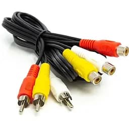 Кабель PowerPlant 3хRCA(M)-3хRCA(F), 1м Black (CA912049)