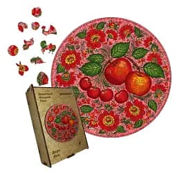 Деревянный фигурный пазл Декоративная Роспись Дары Лета, А2, Деревянная коробка 300+ элементов