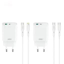 Мережевий зарядний пристрій XO CE30 30W 1USB-A+1USB-C fast charger Білий - мініатюра 3