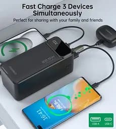 УМБ Choetech 50000mAh, 22,5W PD QC3.0, USB-C In/out, 2xUSB-A Li-pol чорна (B732-ACBK) - мініатюра 7