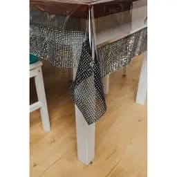 Скатертина силіконова з чорною стразовою стрічкою з камінням 250х160 см