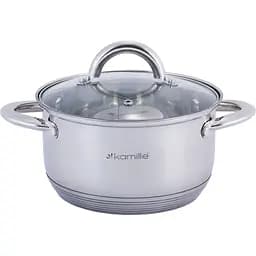 Кастрюля Kamille нержавеющая сталь с крышкой и полыми ручками 2.4 л (KM-5772)