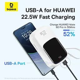 Зовнішній акумулятор Baseus Qpow Pro+ 20000mAh 22.5W із вбудованим кабелем USB-C білий - мініатюра 6