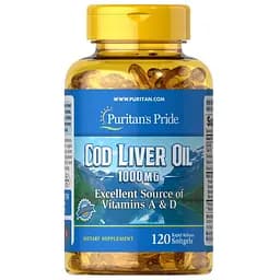 Жирные кислоты Puritan's Pride Cod Liver Oil 1000 mg, 120 капсул
