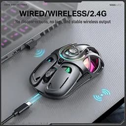 Комп'ютерна мишка Onikuma бездротова ігрова DM-02 Pro з 3 режими підключення Bluetooth / 2.4G / Type-C акумуляторна RGB підсвітка для ПК - мініатюра 5