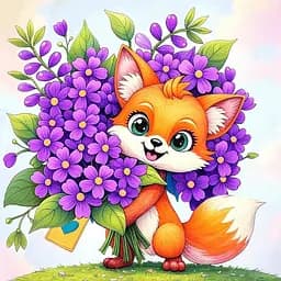 Полотно на ХДФ з контуром Arteo Лисичка з квітами 20×20 бавовна акрил