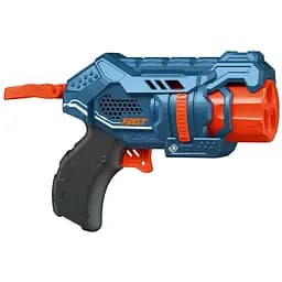 Игрушечный детский пистолет механический с барабаном и мягкими патронами Синий (4 шт.) (15 х 11см)