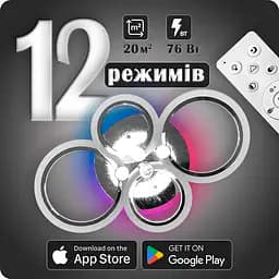 Люстра светодиодная 517 Light 3color с пультом 76Вт Хром (01370)