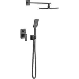 Душова система прихованого монтажу Imprese Bilovec верхній душ 260x188 мм ABS, лійка 3 режими black matt t03000910SQС, Чорний матовий