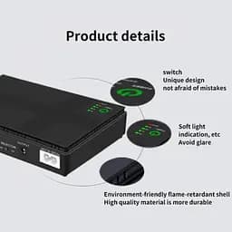ДБЖ UPS для роутера DC1018P 12000 mAh 12V/ 9V/ 5V для пристроїв постійного струму (модем, термінал, ONU, GPON, камера) black - мініатюра 6