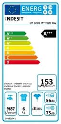 Пральна машина Indesit фронтальна, 6кг, 1200, A+++, 44.6см, дисплей, пара, інвертор, люк чорний, білий - мініатюра 10