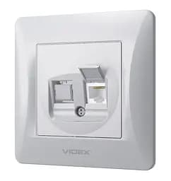 Розетка Videx Binera CAT6 одинарна комп'ютерна срібний шовк (VF-BNSK1PC6-SS) - мініатюра 2