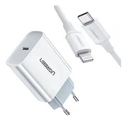 Сетевое зарядное устройство для Ugreen CD137 PD 20W Fast Charger + USB-C to Lightning Cable 1m Suit (50698)