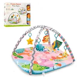Мягкий коврик для младенцев JL640-1C с дугами подвесными игрушками и хрустящей книжкой
