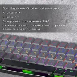 Клавіатура GamePro MK122R Red Switch Low Profile Wireless Dark Gray (MK122R) - мініатюра 6