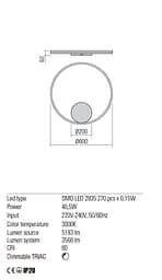 Бра Redo ORBIT AP/PL LED 42W 3000K D600 SAND WHITE (4.1.2) 01-1702 - мініатюра 3