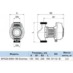 Циркуляційний насос NPO BPS 32-8SM-180 Ecomax - мініатюра 2