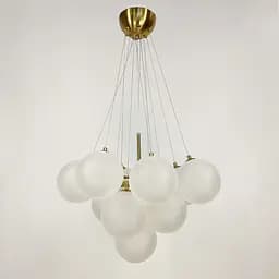 Люстра-пучок в золотом корпусе ⌀ 60 см 12 шариков | Line F | Ст. MJ140-650 GD+WT