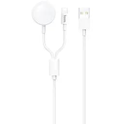 USB Cable Hoco U69 Portable 2-in-1 Lightning + IWatch Wireless Charger White 1m