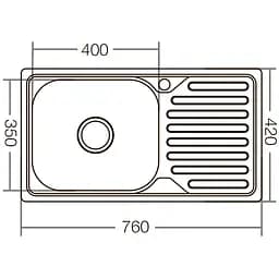 Кухонна мийка Zerix Z7642-08-180E satin ZX1602, Нержавіюча сталь - мініатюра 3