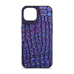 Кожаный чехол для Apple iPhone 14, Harder Kaiju Skin, синий, термополіуретан ТПУ + экокожа с эффектом фактуры монстра, панель, защита корпуса, противоударный, микрофибра, рамка вокру камеры, защита всего корпуса, (ARM76853)