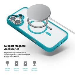 Чехол Apple iPhone 16 Plus, Unit MagSafe, зеленый, прозрачный, магсейф, противоударный, магнитный, панель-накладка с поддержкой MagSafe, с поддержкой беспроводной зарядки, TPU+PC, защита всего корпуса, ударопрочный, ArmorStandart (ARM79292) - мініатюра 4