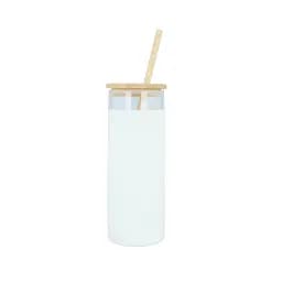 Скляна пляшка OldBro Tumbler з бамбуковою трубочкою white 550 мл - мініатюра 2