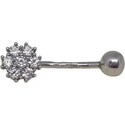 Срібна сережка для пірсингу Астор пупка з фіанітами. 818-2114Р