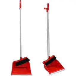 Совок для прибирання Vezzer плаский та щітка з довгими ручками червоний (VZ-007r)