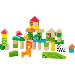 Дерев'яні кубики Viga Toys Зоопарк 50 шт. (50286)