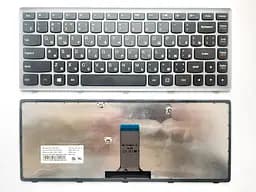 Клавіатура для ноутбуків Lenovo IdeaPad G400, G405, Z410, Flex 14 Series чорна з сірою рамкою RU/US