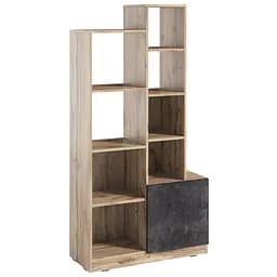 Стеллаж Moreli Paul FPA-0003 с открытыми полками и дверцей 840х1650х370 мм Дуб Аппалачи/Бетон Темный