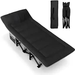 Туристична похідна розкладачка Leobro з вбудованим матрацом Black (LB-CC-K1-BLK)