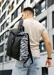 Мужской рюкзак Sambag Roll Top One черный принт "Zebra" 41 х 30 х 16 см (24208146m)