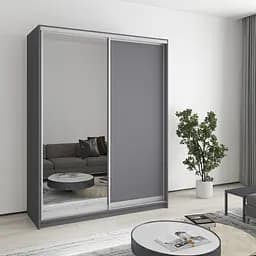 Шафа-купе дводверна MebelStar Стандарт AL ДСП/Дзеркало 160x60x210 см Антрацит (MBS-2420)