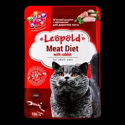 Влажный корм для кошек Леопольд Мясной рацион с кроликом 100 г