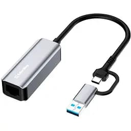 Адаптер USB-C + USB A to RJ45 Ethernet 1000Mbps ColorWay (CW-AD-CRG)